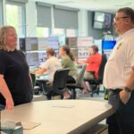 Dispatcher speaking with a member of the fire department
