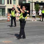 Officer Drager directing traffic